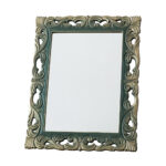 Main product image for the dark green gothic mirror painted in Annie Sloan's Amsterdam Green and with gold Art Nouveau style edges.
