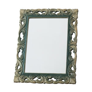 Main product image for the dark green gothic mirror painted in Annie Sloan's Amsterdam Green and with gold Art Nouveau style edges.