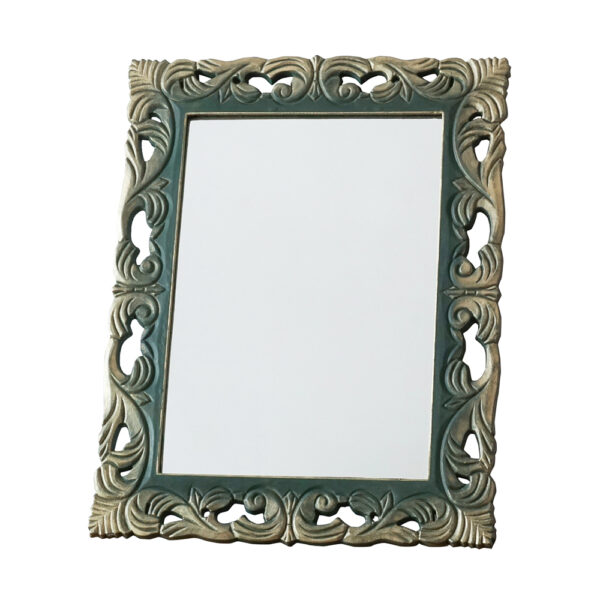 Main product image for the dark green gothic mirror painted in Annie Sloan's Amsterdam Green and with gold Art Nouveau style edges.
