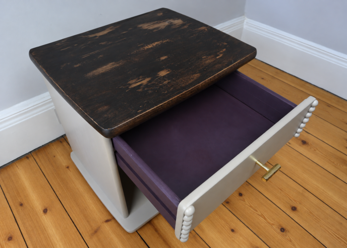 Close up of the interior of the drawer