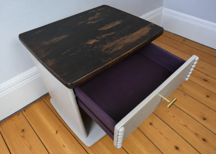 Close up of the interior of the drawer